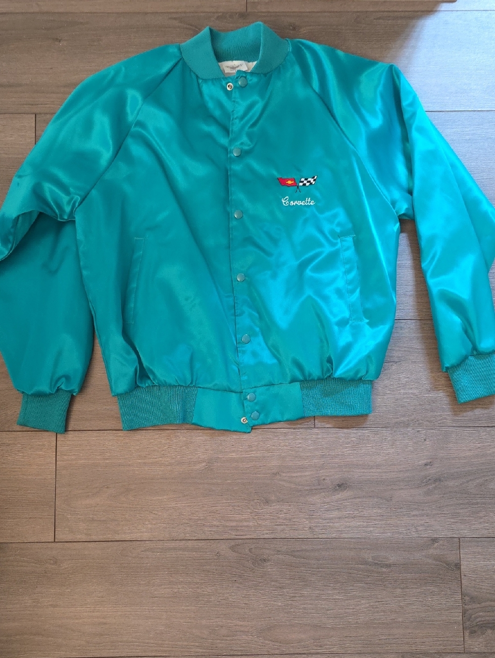 Unbranded Teal Satin Bomber Jacket - Mens